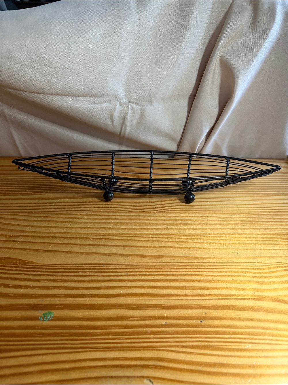 MCM Black Wire Basket Ball Feet 18" Long Vintage Home Decor